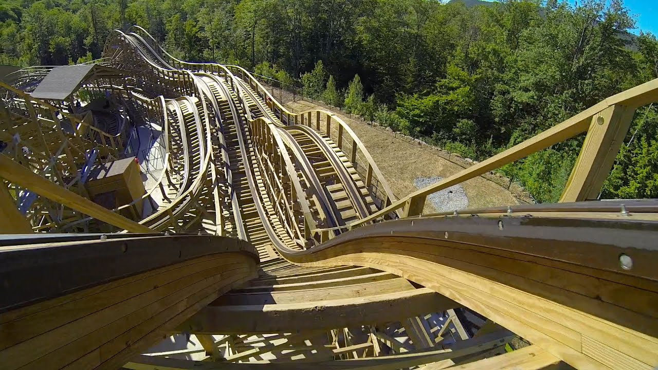 Roar-O-Saurus Wooden Roller Coaster POV Story Land New Hampshire