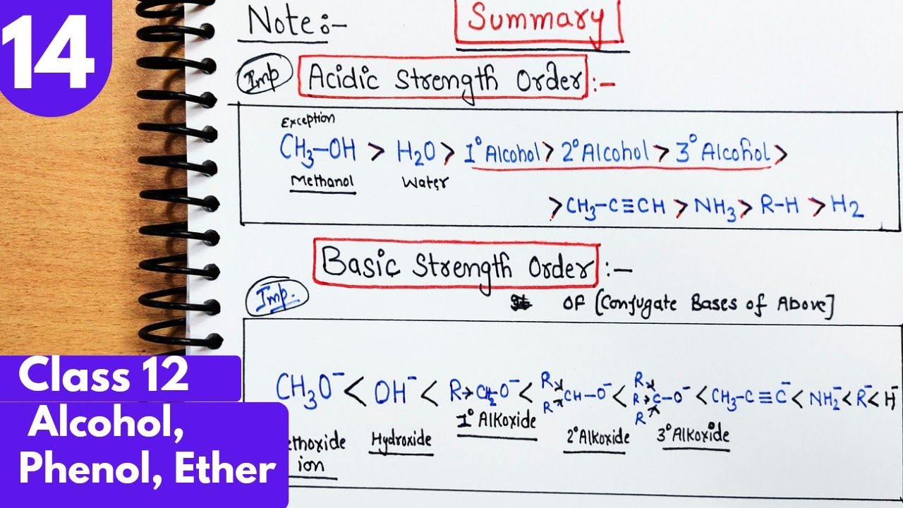 14) Acidic nature of Alcohols| why Water is more acidic than Alcohols| Alcohol phenol ethers class12