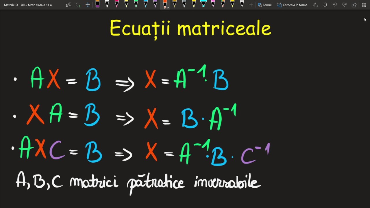 Ecuatii matriceale clasa 11 exercitii rezolvate formula inversa unei matrice(Invata Matematica Usor)