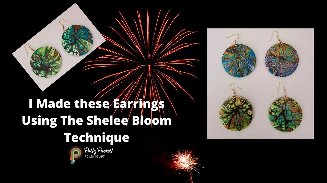 Shelee Bloom Technique Wood Earrings 🎨 Check it out!   Fluid art