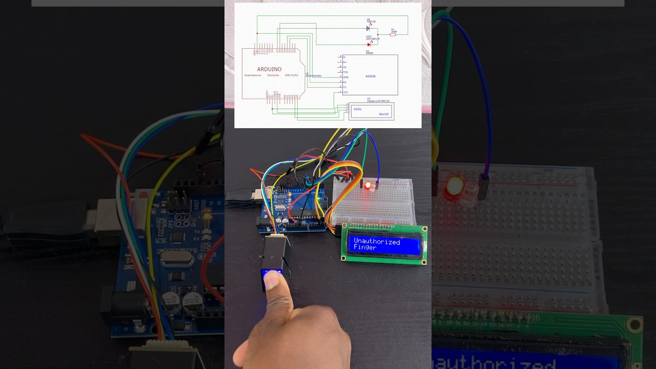 AS608 Fingerprint Scanner with LCD Display and LED Status Indicators #arduino #technology