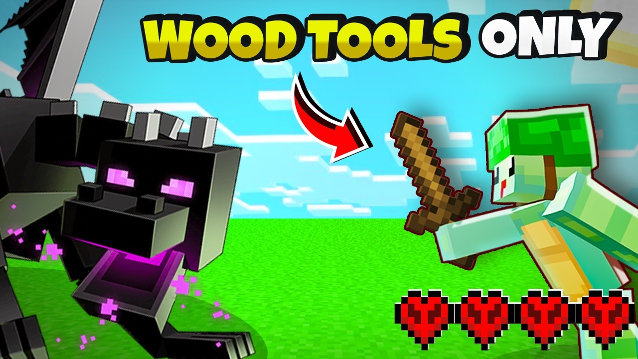 Beating Minecraft Hardcore With Wood Tools Only