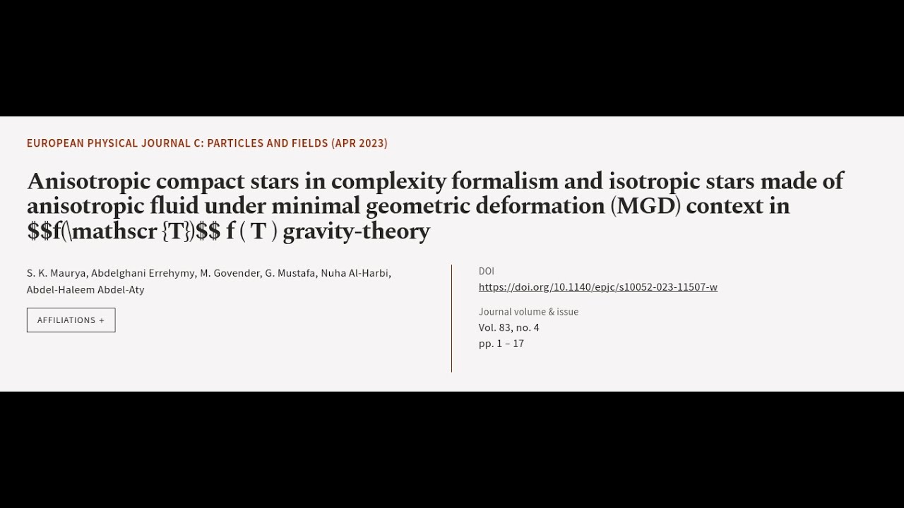 Anisotropic compact stars in complexity formalism and isotropic stars made of anisotr... | RTCL.TV