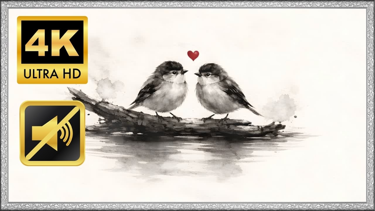 Love Birds Screensaver in 4K - Mute 3 Hour Looping Background | No Audio