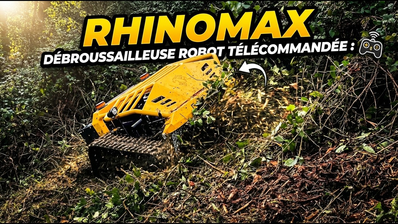 Présentation complète de la tondeuse débroussailleuse télécommandée à chenille Rhinomax !!