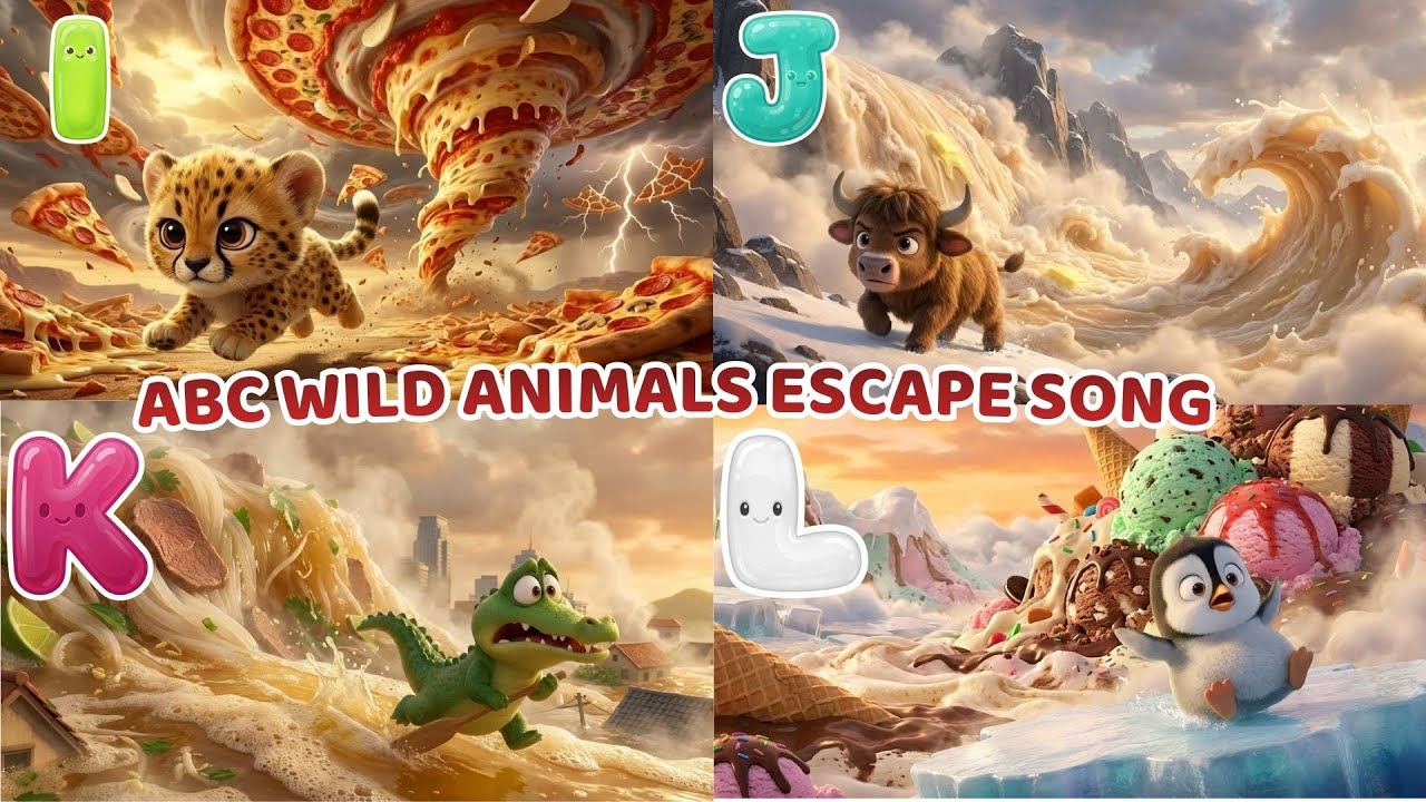 ABC Wild Animals Escape Disasters 🌪️🐾 | Run & Learn ABC Song for Toddlers