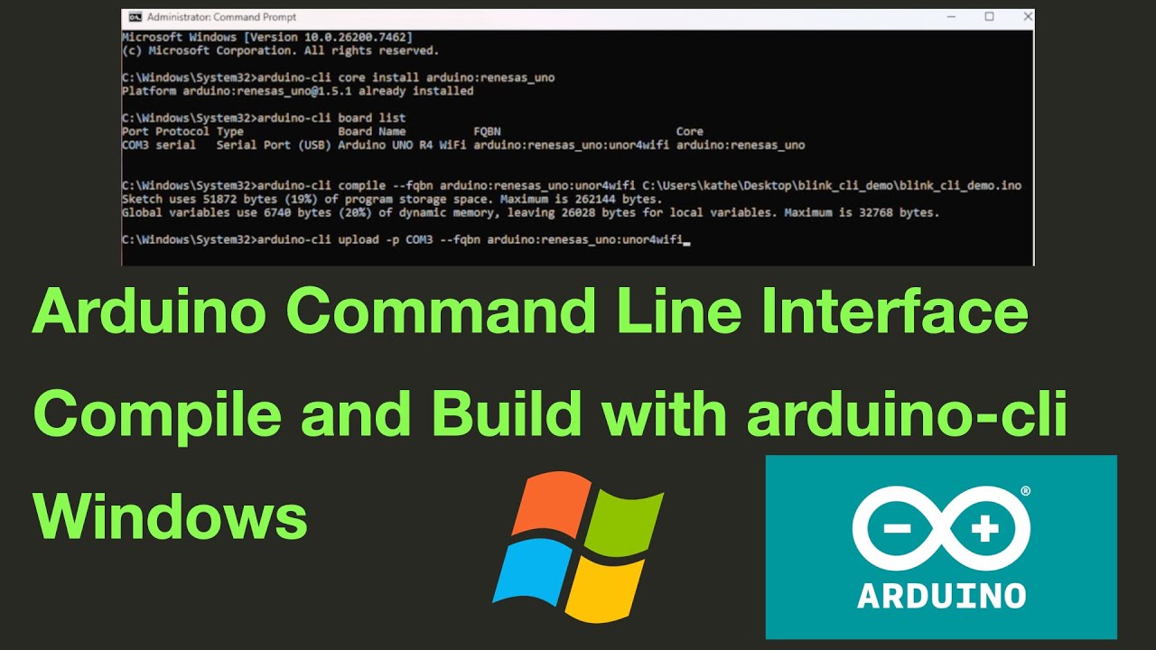 Compile and Load Arduino Programs via Command Line |  arduino-cli Windows OS