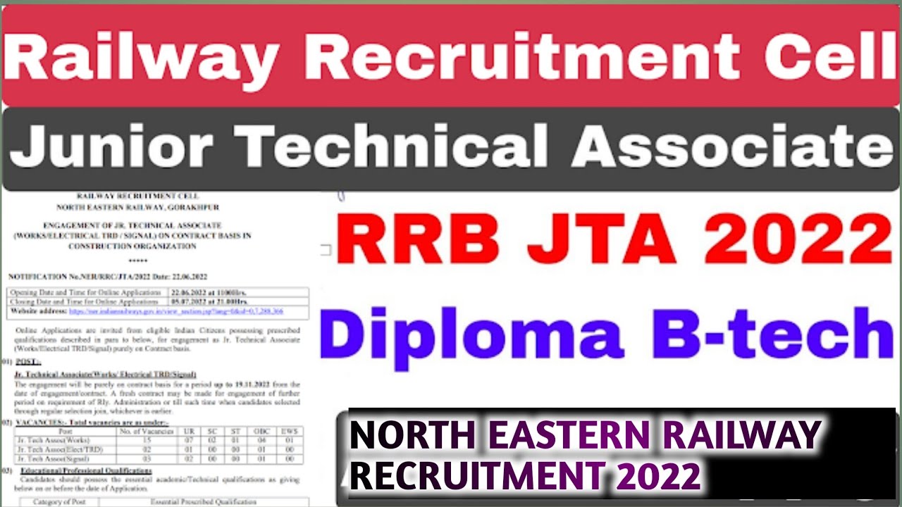 North Eastern Railway Recruitment 2022: Apply for Junior Technical Associate posts