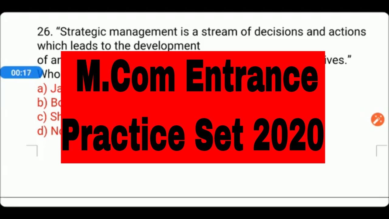 M.Com Entrance Exam Practice Set 2020 || M-Com Entrance Exam 2020