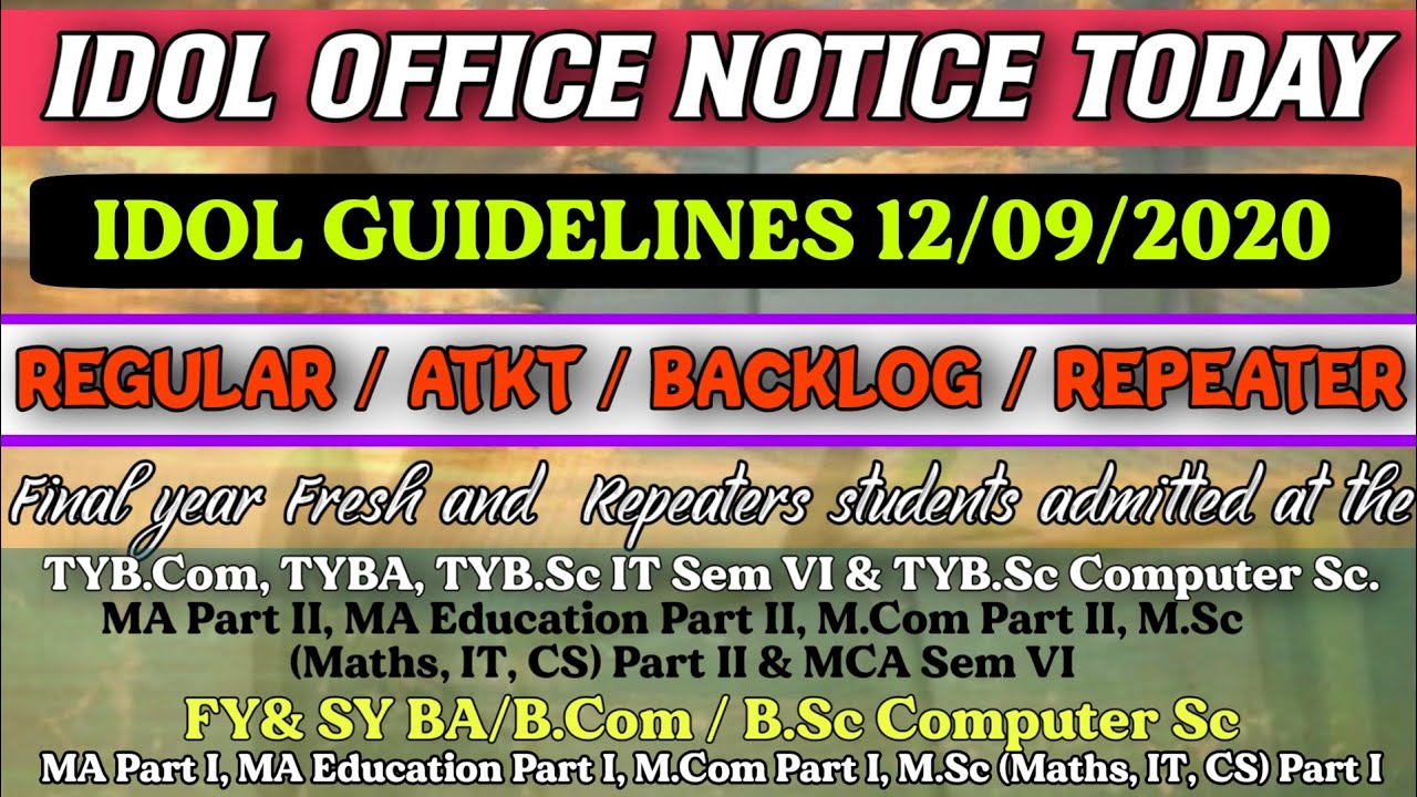 IDOL Official Notice Today | IDOL Exam Guideline 2020 | Final Year Exam News | Suraj Patel Education