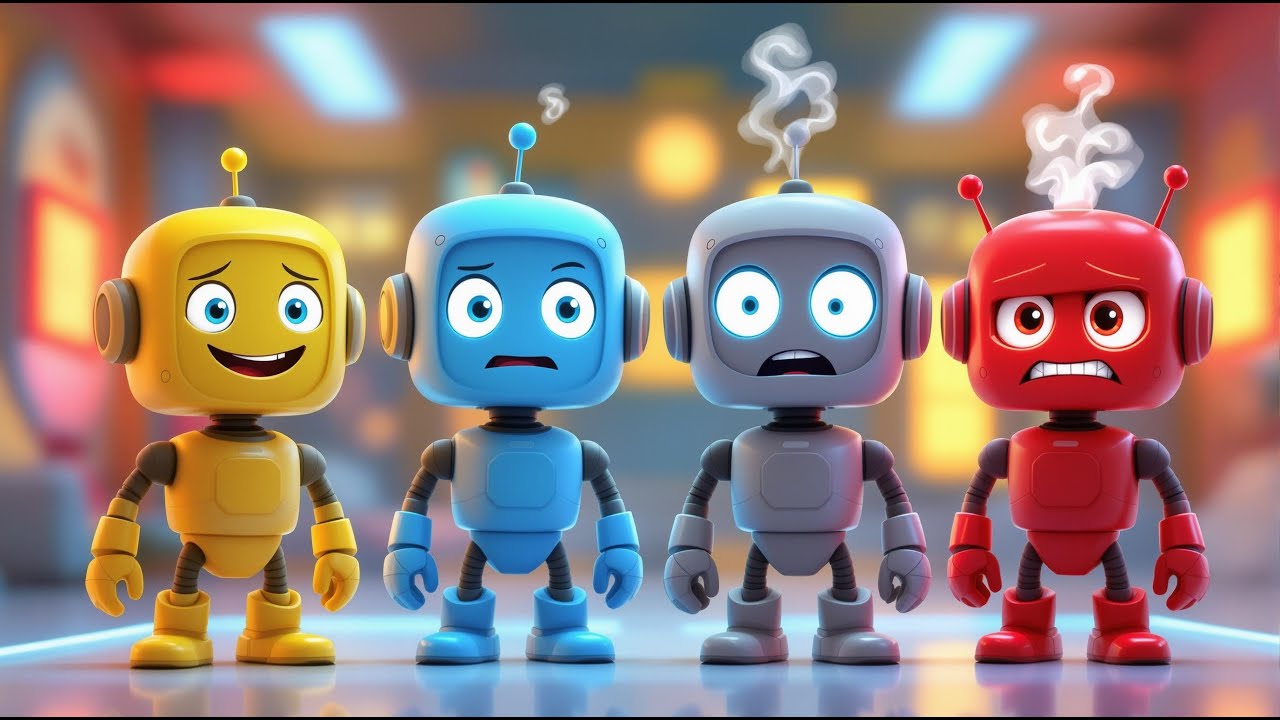 Și roboții au emoții 🤖  C&acirc;ntec educativ pentru copii despre Bucurie, Tristețe, Frică și Furie