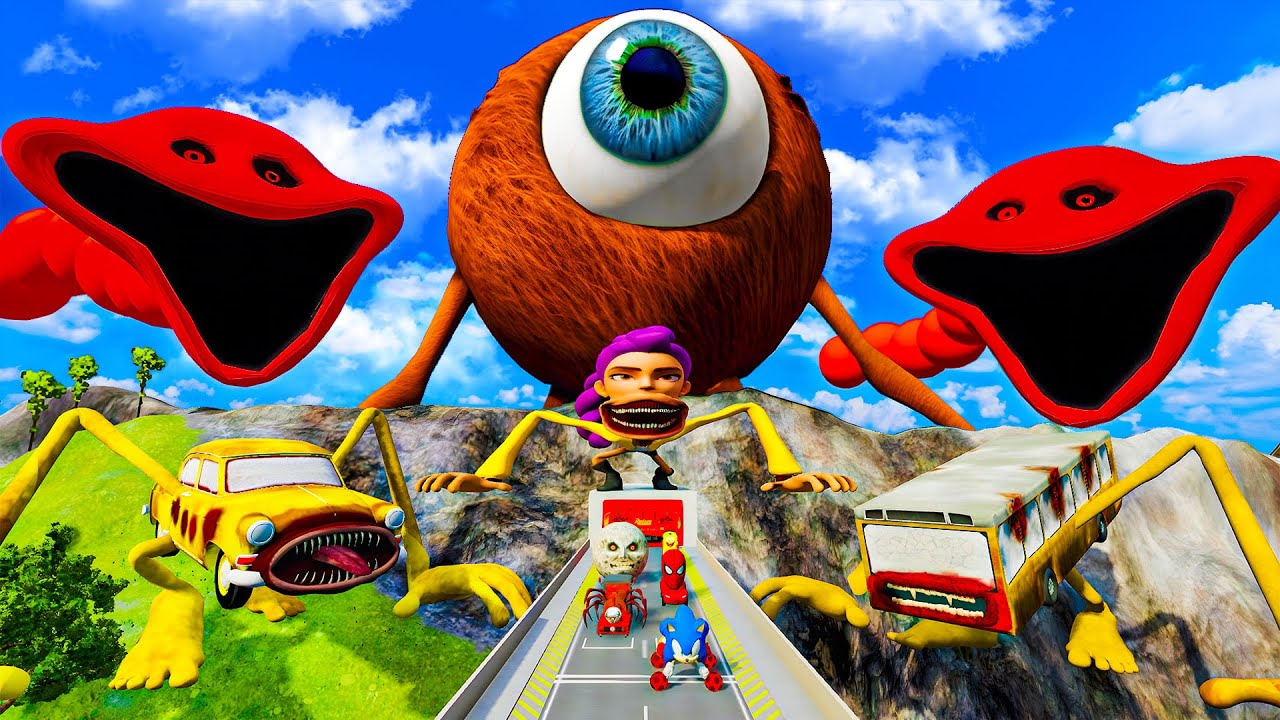 ALL MONSTERS Big & Small Sonic Cars Downhill Madness with TOK TOK MATAH EATER - BeamNG.drive