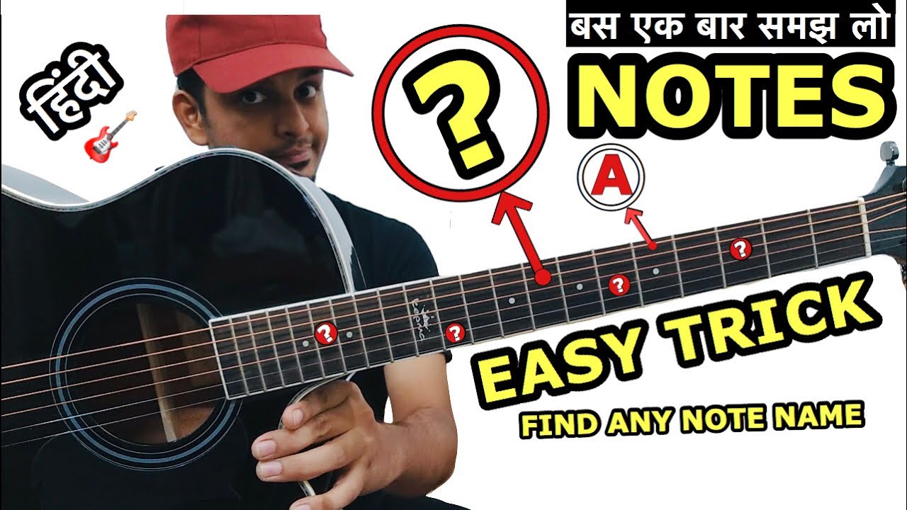 How to Easily Find any Note Name on Guitar Fretboard - Memorise All Notes Lesson in Hindi