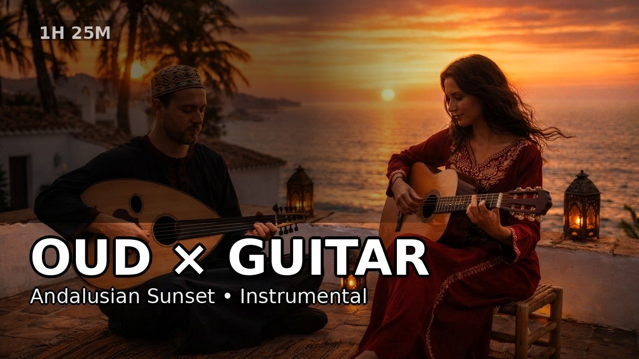 Calm by the Andalusian Coast 🌅 Instrumental Arabic Oud & Spanish Guitar (1H 25M)