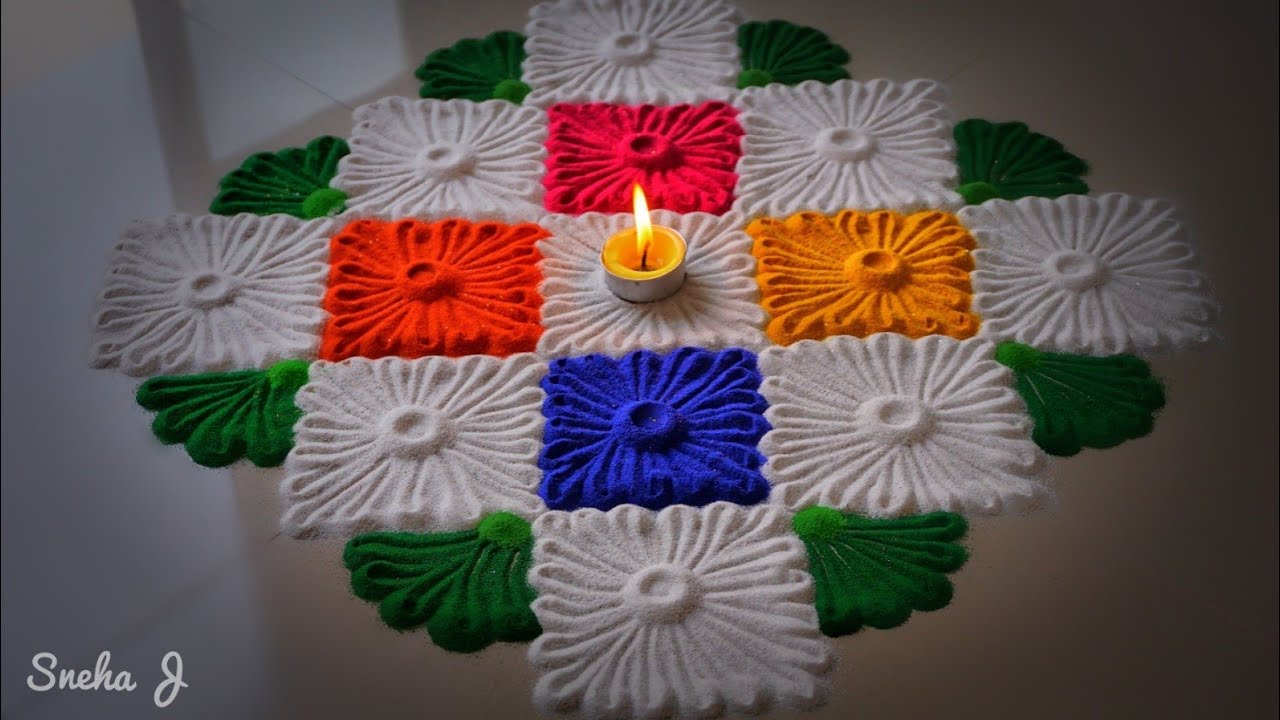 Beautiful and innovative multicolored rangoli for diwali | Easy rangoli designs