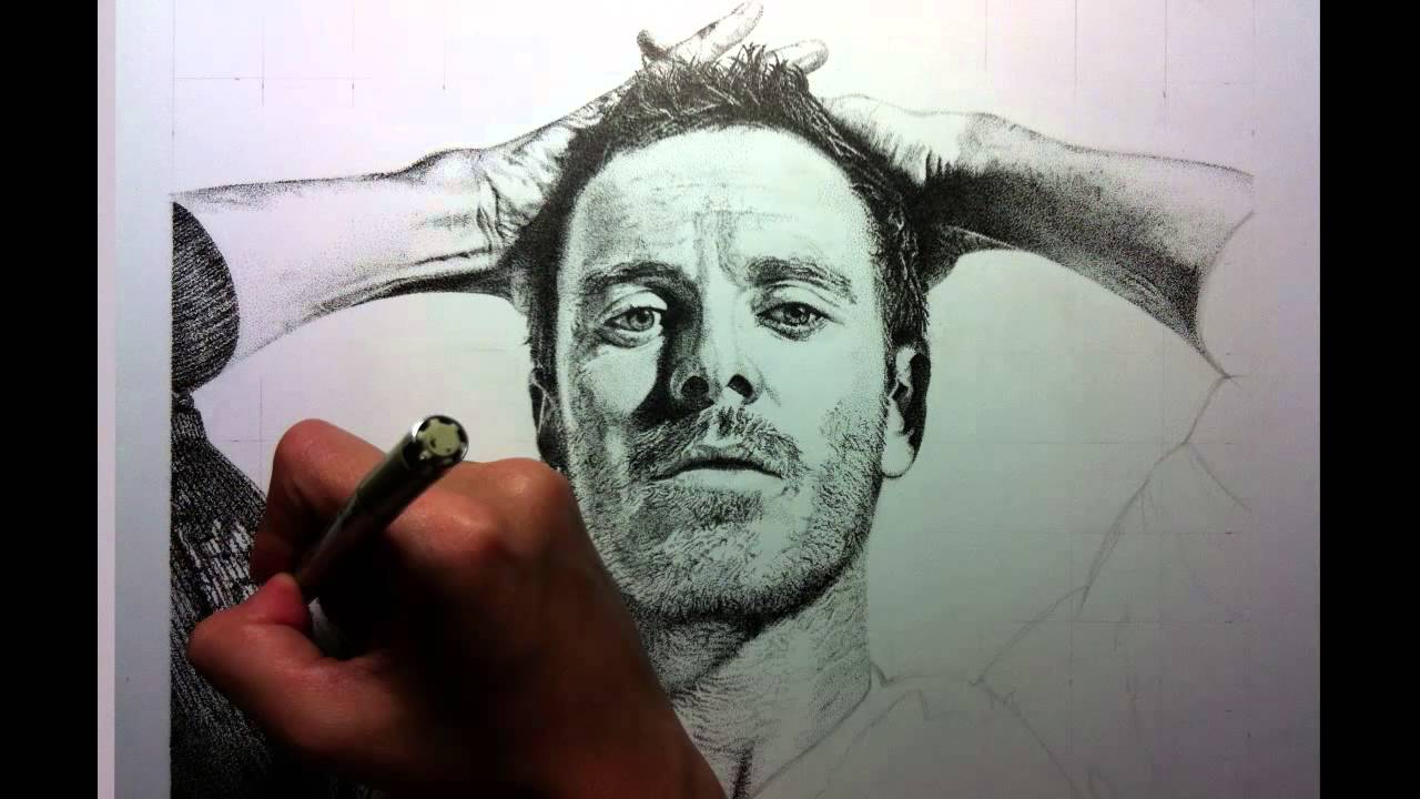 Speed Drawing Portrait - Michael Fassbender - Using Only Dots