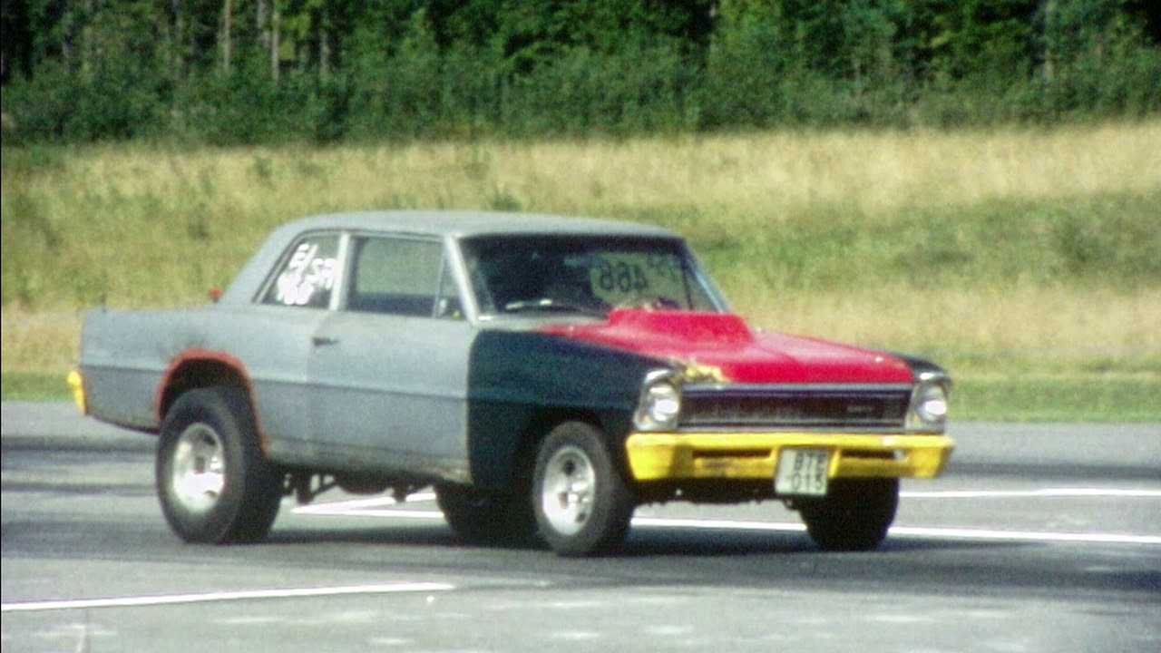 Birgitta testing Drag Racing in Sollefteå 1980