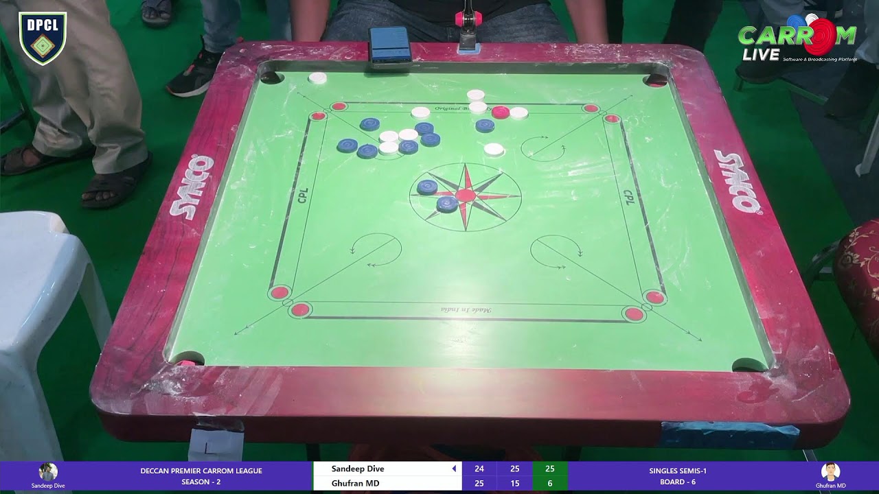 Deccan Premier Carrom League Season - 2 || Singles - Semi Finals || Sandeep vs Ghufran