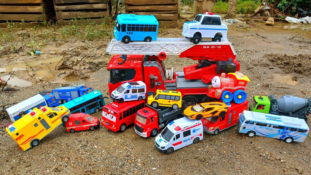 Temukan Banyak Mainan, Mobil Truk Molen, Truk Pasir, Bus Tayo, Bus Telolet, Truk Polisi, Kereta Api