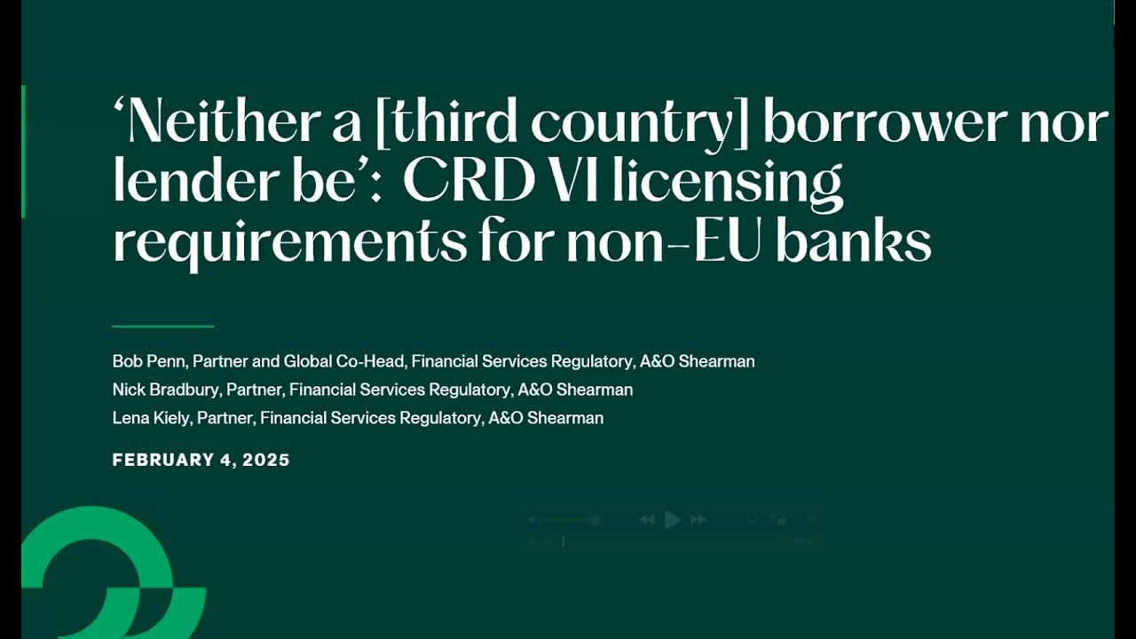 IIB Webinar: New licensing requirements for provision of cross-border banking services into Europe