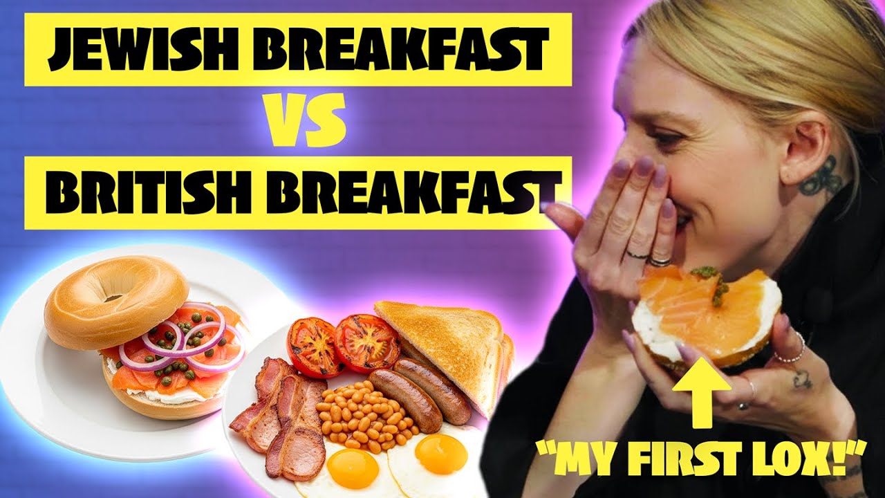 Brit Tries a Classic Jewish Breakfast (Bagels & Lox) for the First Time! | JLTV.tv