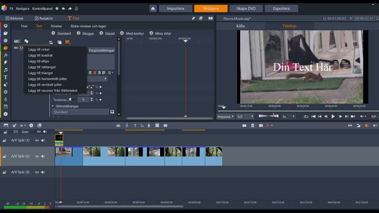 Studio 26 Instruktion lägga text på färgad form PINNACLE