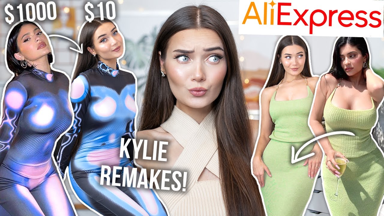 TRYING ON KYLIE JENNER DRESS REMAKES!