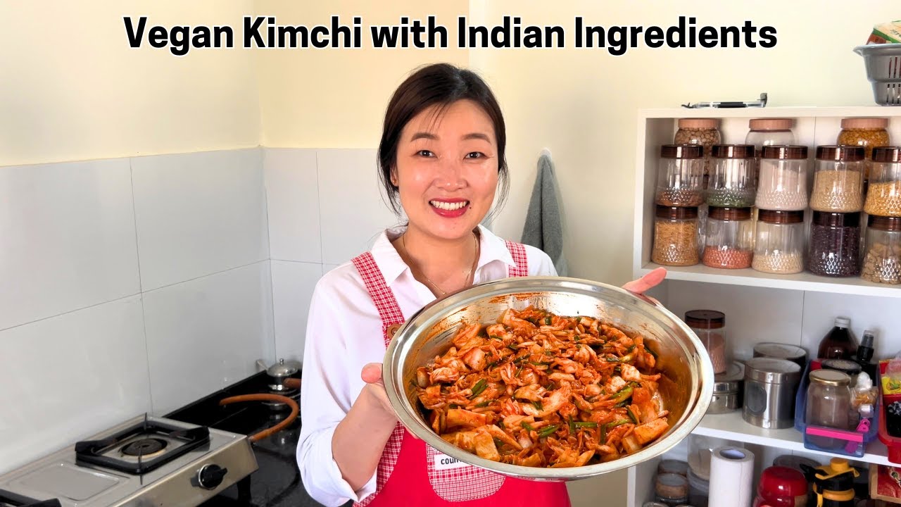 Making Easiest Vegan Kimchi with Indian Ingredients | How to make Korean Kimchi at home 🌱