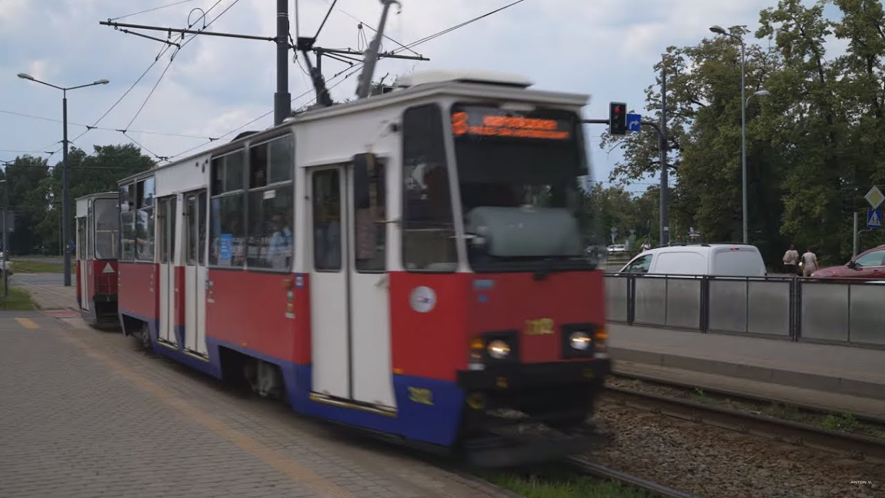 Poland, Bydgoszcz, tram 8 ride from Garbary to Dworzec Autobusowy