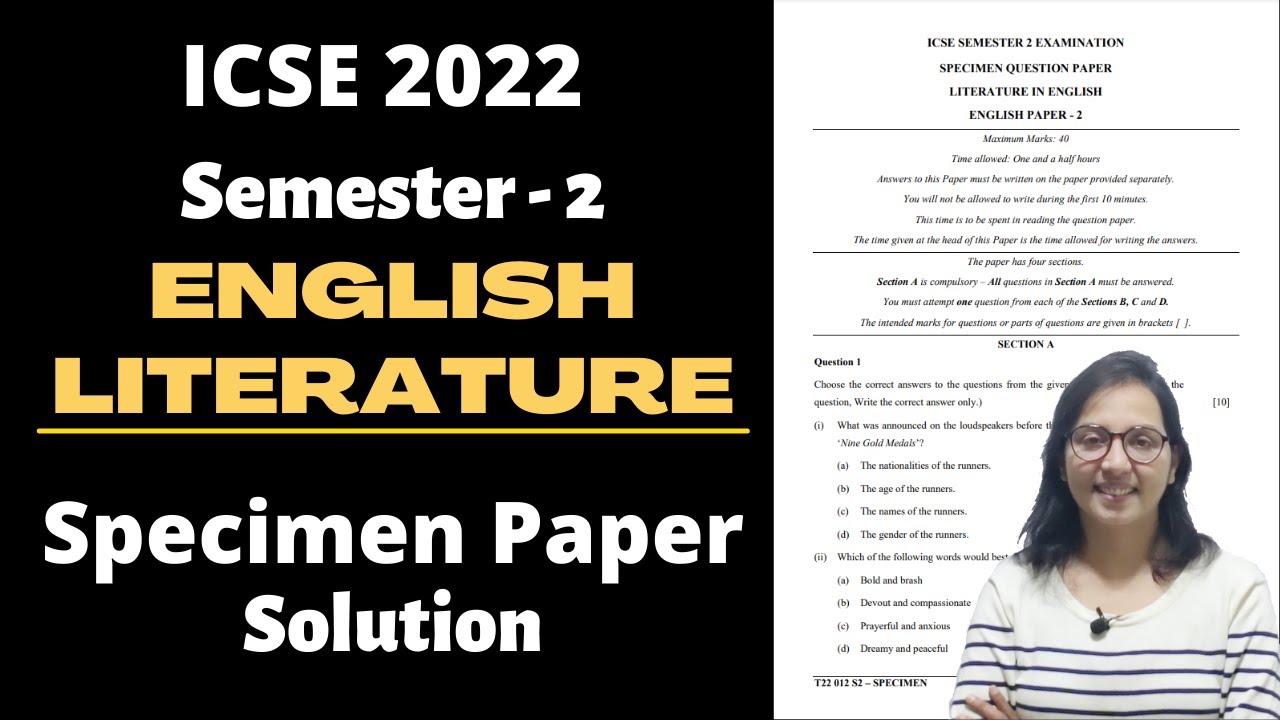 ICSE Class 10 Semester 2 English Literature Specimen Paper Solution 2022 । Exam Pattern