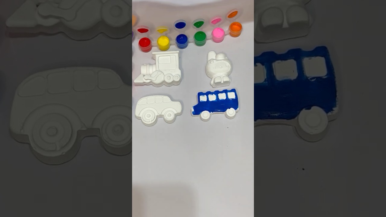 Painting Cute Cartoon Cars and Train with Bright Colors! #shortsart #shorts #art #colors #craft