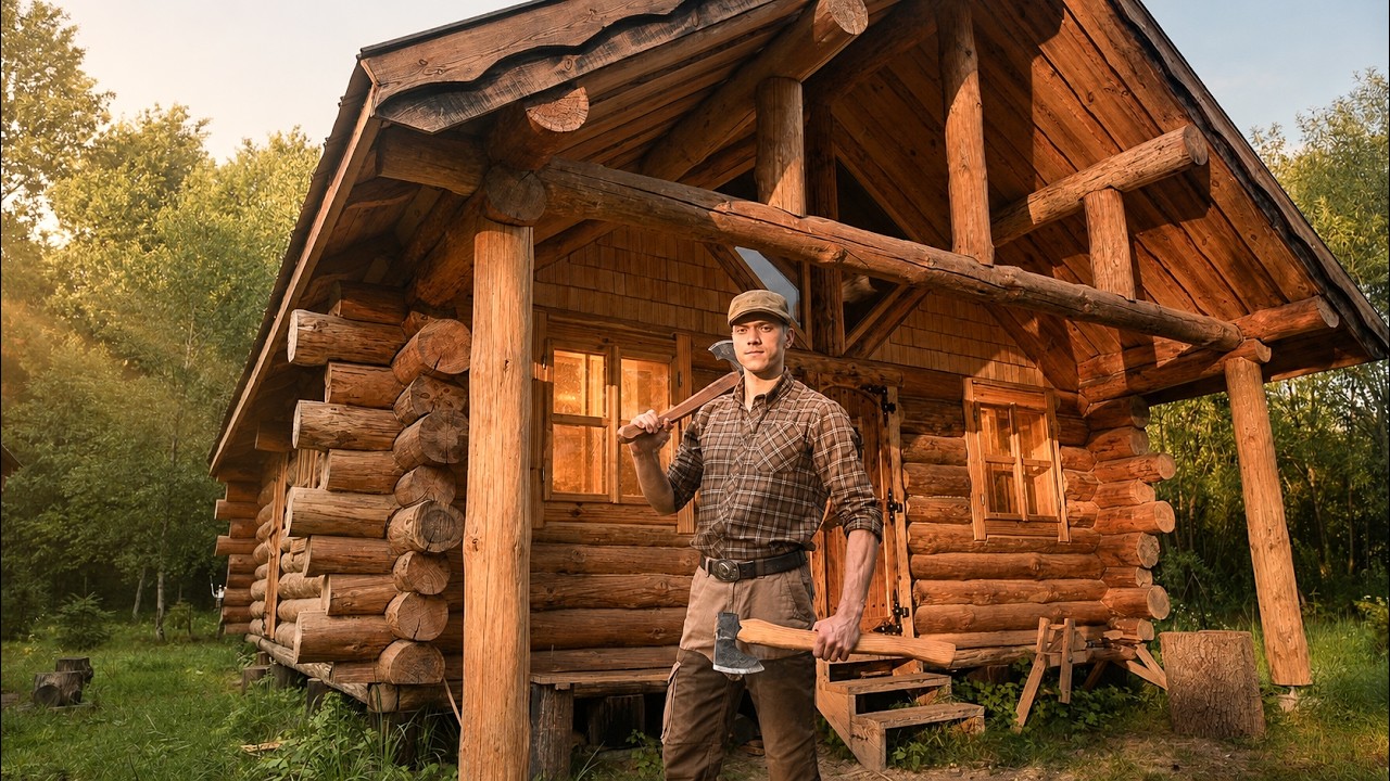 2 Years Building a Massive Log Cabin Alone in the Forest