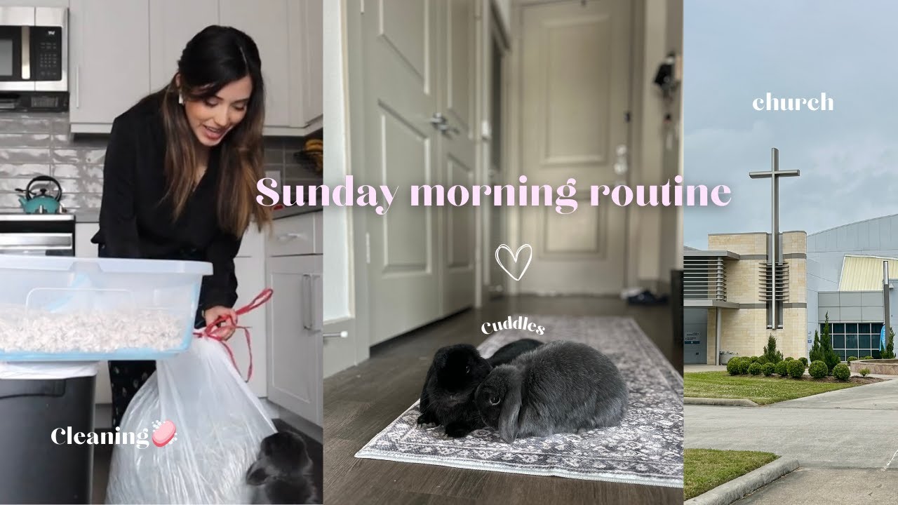 Sunday morning routine with my bunnies🐰☕️ | breakfast, church, & conures