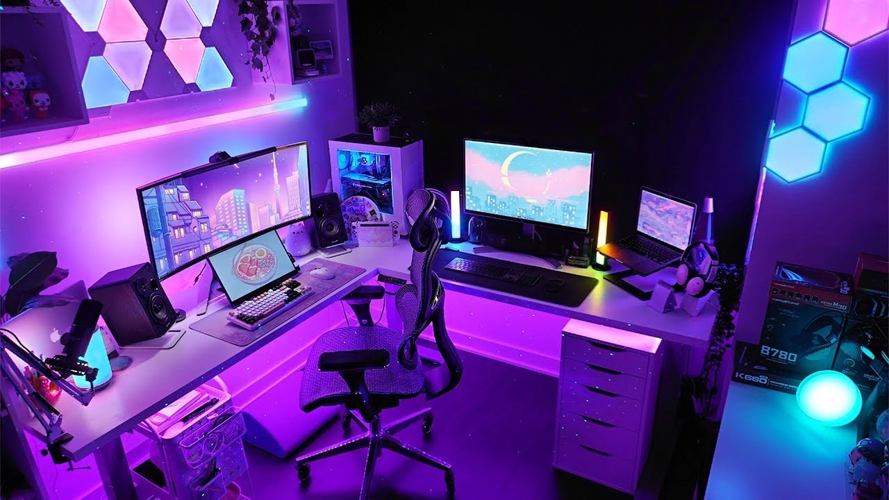 ✨ ultimate gamer girl dual setup makeover ✨ ft Govee, Anker, NOUHAUS, EFFYDESK & more