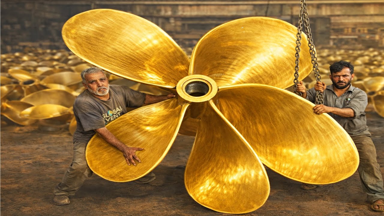Massive Powerful Ship Propeller Manufacturing Complete process || Making from Scrap Brass Metal ||