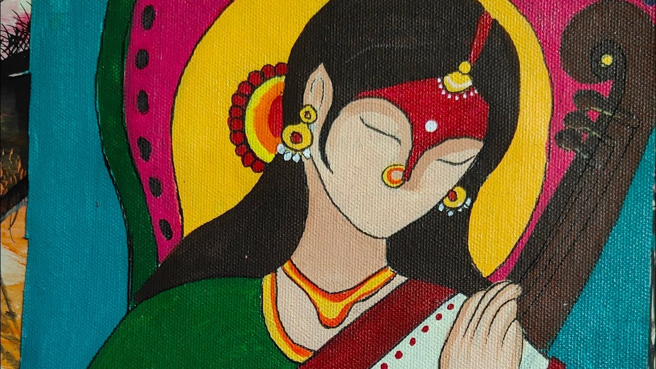 Saraswati mata painting step by step 