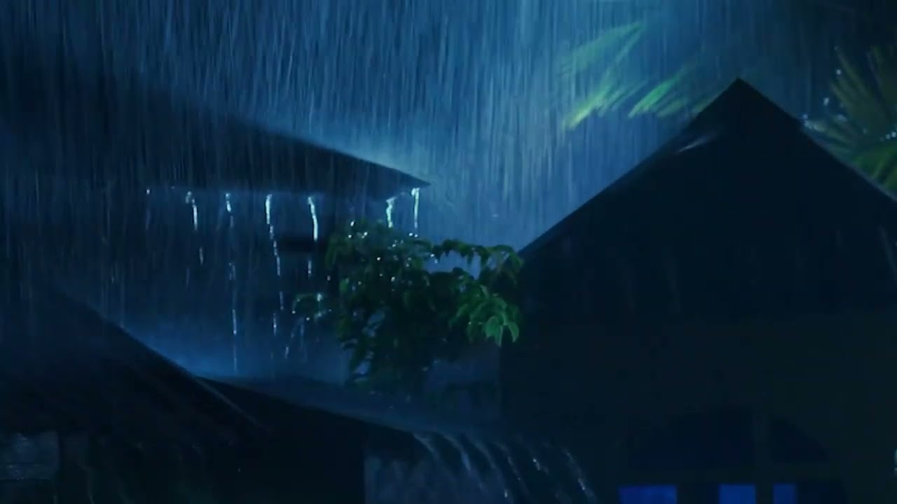 Home at Night with Rain on the Roof Above | Calm and Safe Ambience
