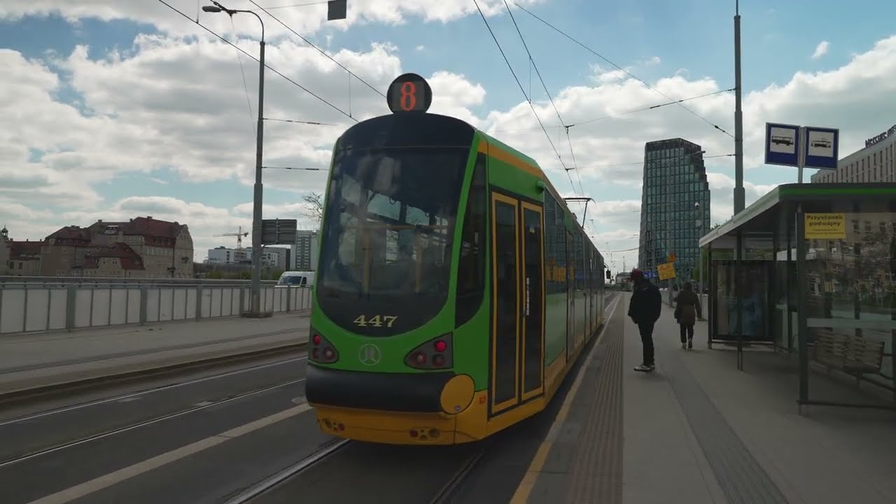 Poland, Poznań, tram 8 ride from Most Teatralny to Sielska