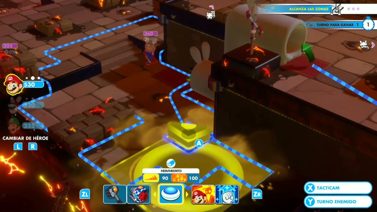 Mario + Rabbids Kingdom Battle  - Foso de lava como completar el desafío #9