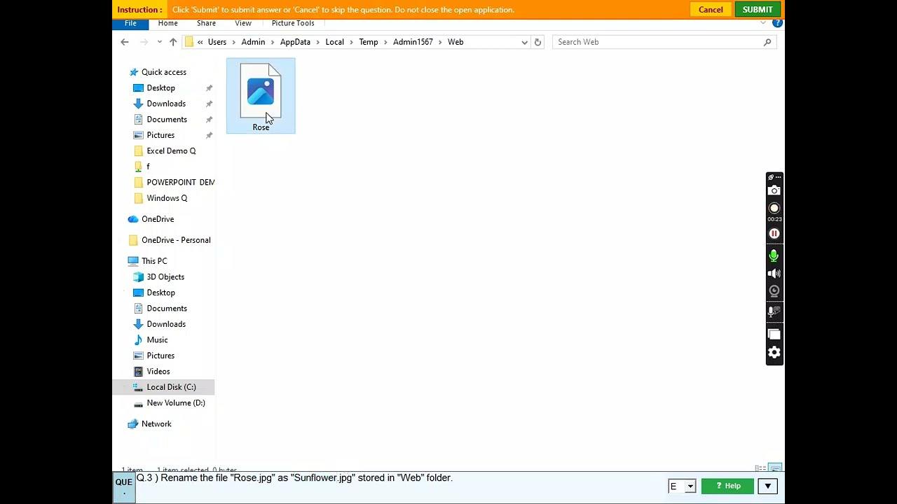 windows Q 3  Rename the file 