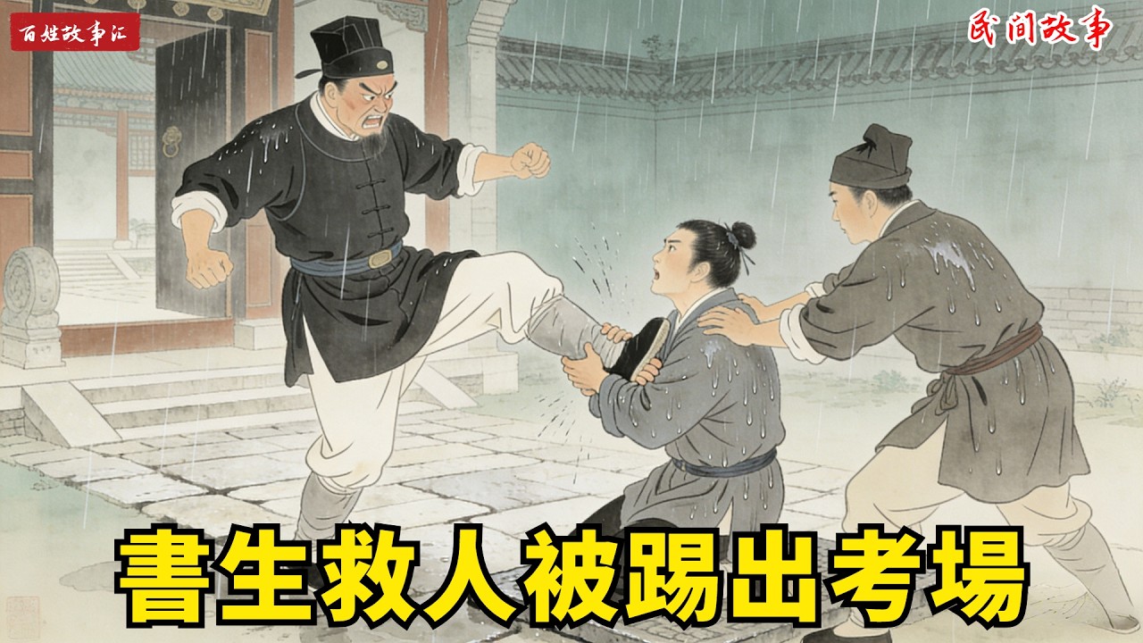 窮書生雨中救老人誤了趕考，被考官拒之門外，不料次日老漢派車來接：你救我一命換你錦繡前程。#故事頻道 #民間故事#有聲書 #睡前故事#中國文化#故事分享