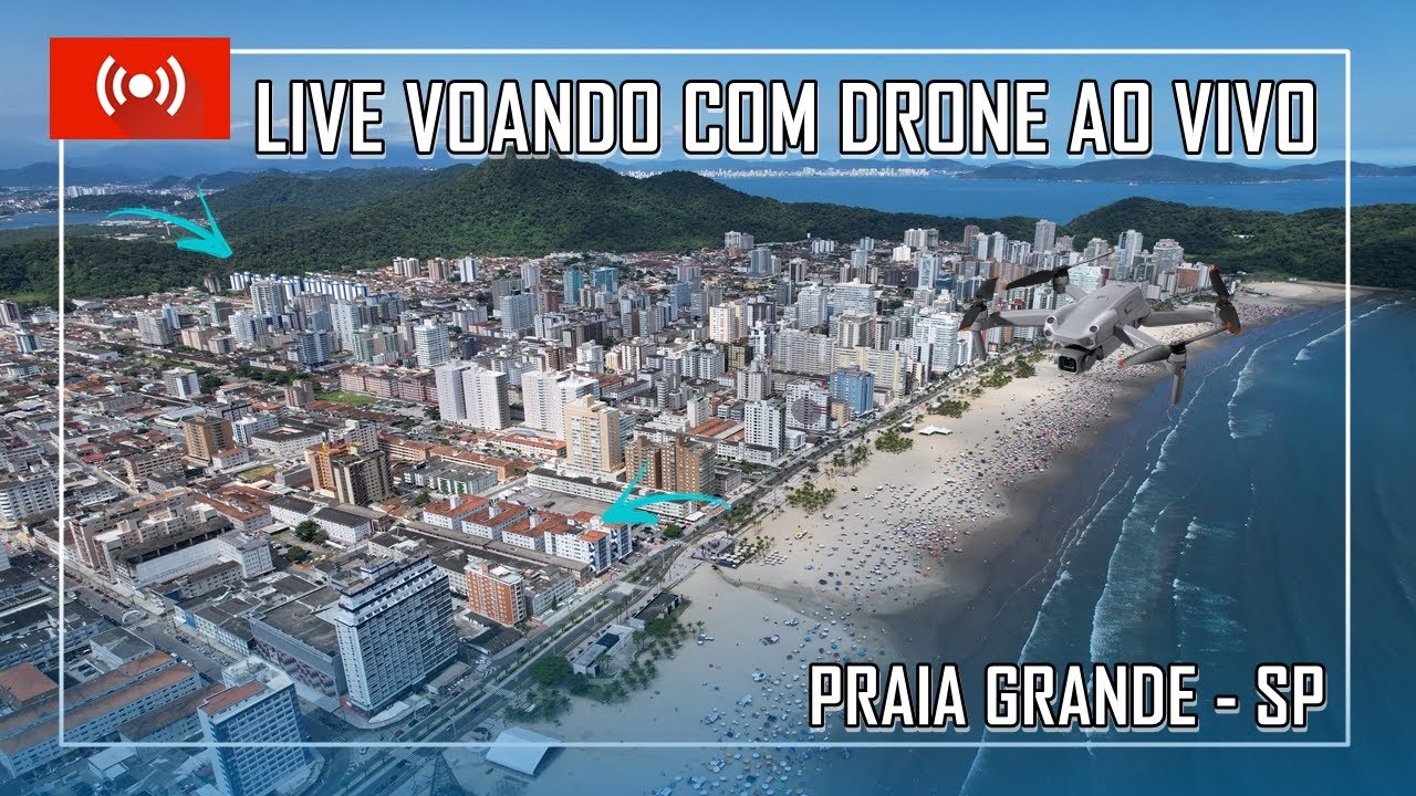 VEM CHUVA E O PESSOAL ESTA NA PRAIA EM PRAIA GRANDE, VOANDO COM DRONE LIVE AO VIVO
