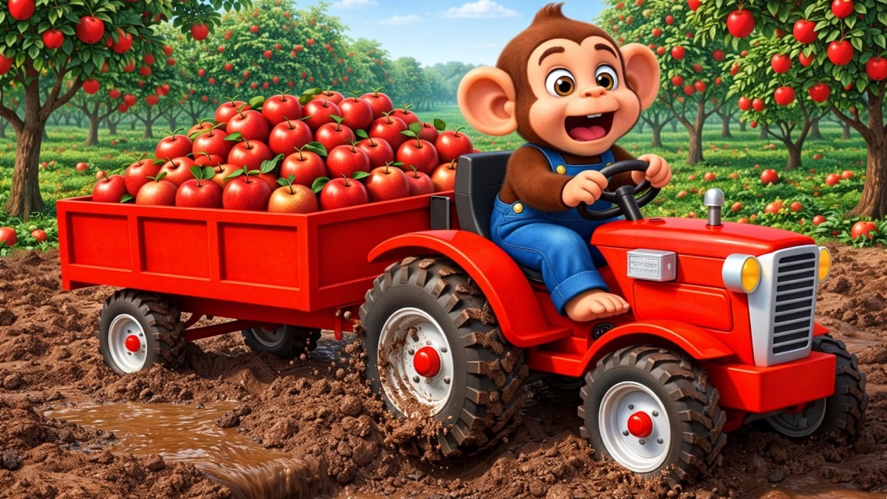 Monkey Farmers Encounter Tractor Incident Seizes Landslide While Transporting Apples | Farm Work
