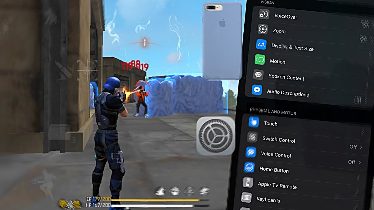 iphone 7 Plus Free Fire Settings⚙️
