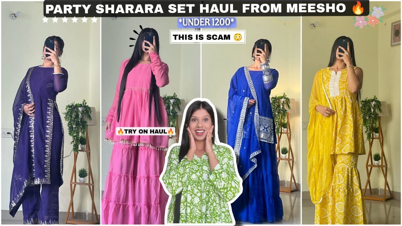 PARTY WEAR SHARARA SET HAUL FROM MEESHO ✨Under *1200* || #meesho  #mustwatch #haulvideo
