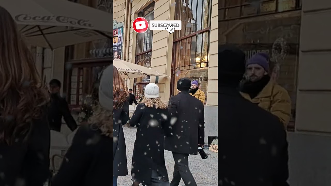 ❄️ Powder Tower & Municipal House – Snowy Prague & Busking 