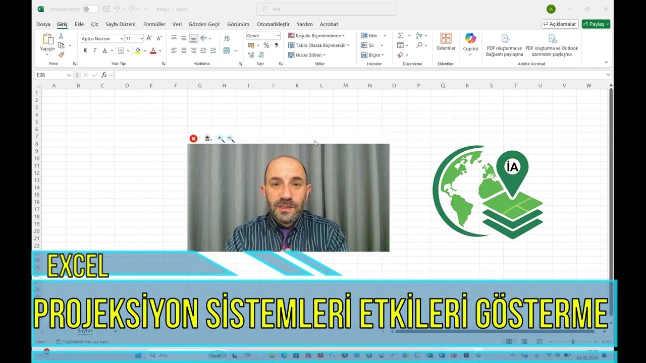 4.EXCEL İLE PROJEKSİYON SİSTEMLERİNİN HARİTALARDAKİ ETKİLERİNİN GÖSTERİLMESİ