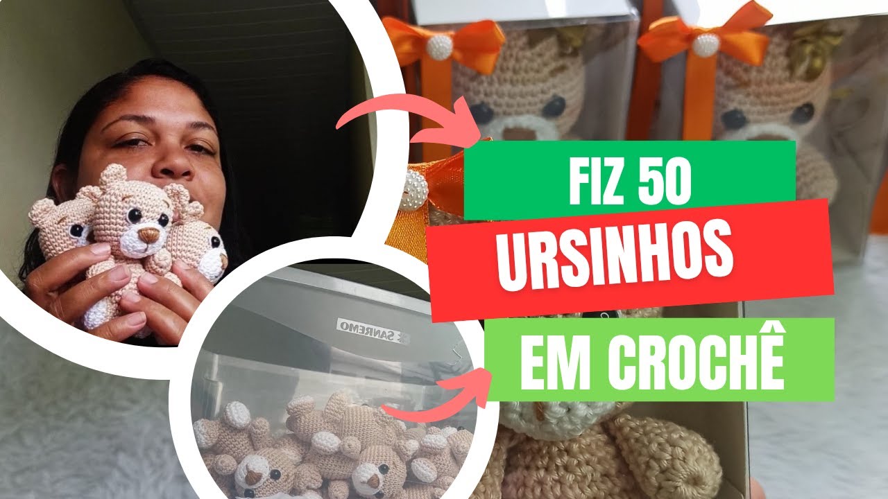 Produção de 50 ursos em amigurumi com 12 cm, VEM VER!