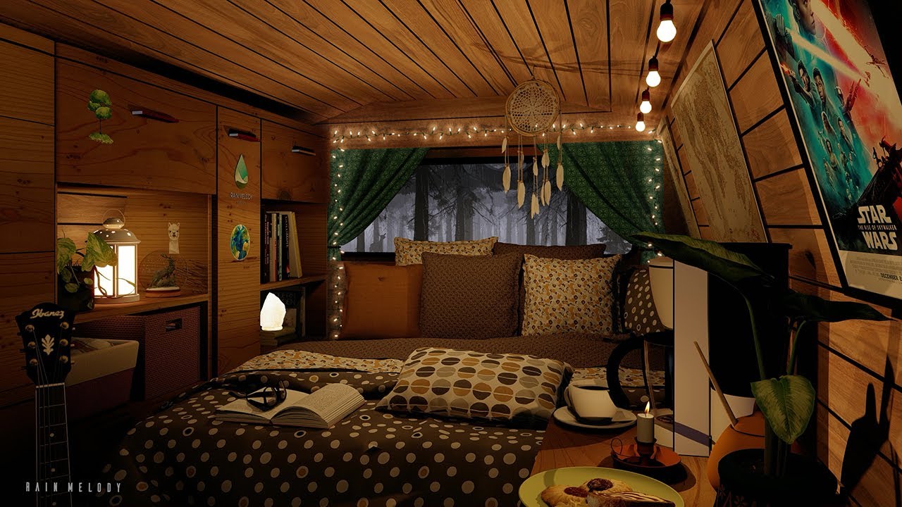 Cozy Van Rain Ambience | Rain Car Roof Sound | 4K | 8 Hrs