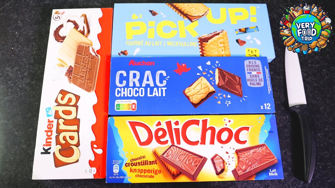 Que Valent ces Biscuits pour le Gouter ? Kinder Cards VS DéliChoc VS Pick Up VS Crac Auchan !